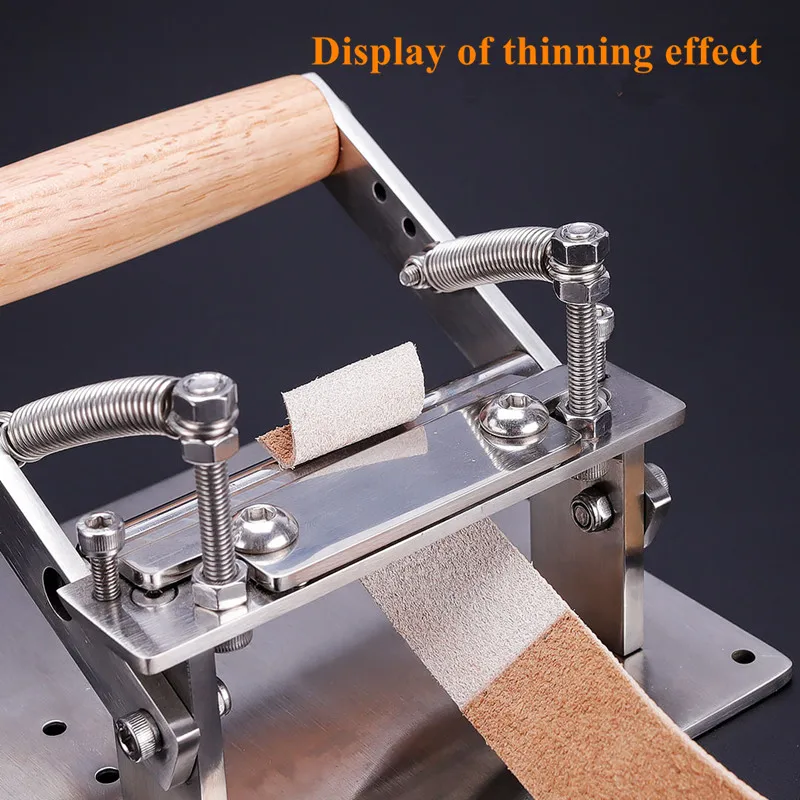 

DIY Leather Strips Belt Thinning Machine 304 Stainless Steel Leather Splitter Machine Manual Cutting Peeler Rolling Bearing Tool