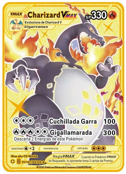 

2022 новые испанские карты Pokemon Charizard металлическая карта PIKACHU Golden Vmax коллекция карт подарок для детей