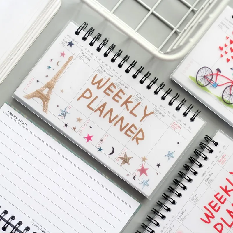

Cute Cartoon Weekly Planner Kawaii Stationery Spiral Journal Agenda Notebook Diary Schedule Organizer Office School Supplies