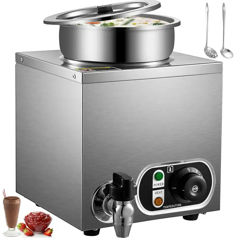 

110V Commercial Food Warmer 4.2 Qt Capacity, 300W Electric Soup Warmer Adjustable Temp.32-185℉, Stainless Steel Countertop Sou