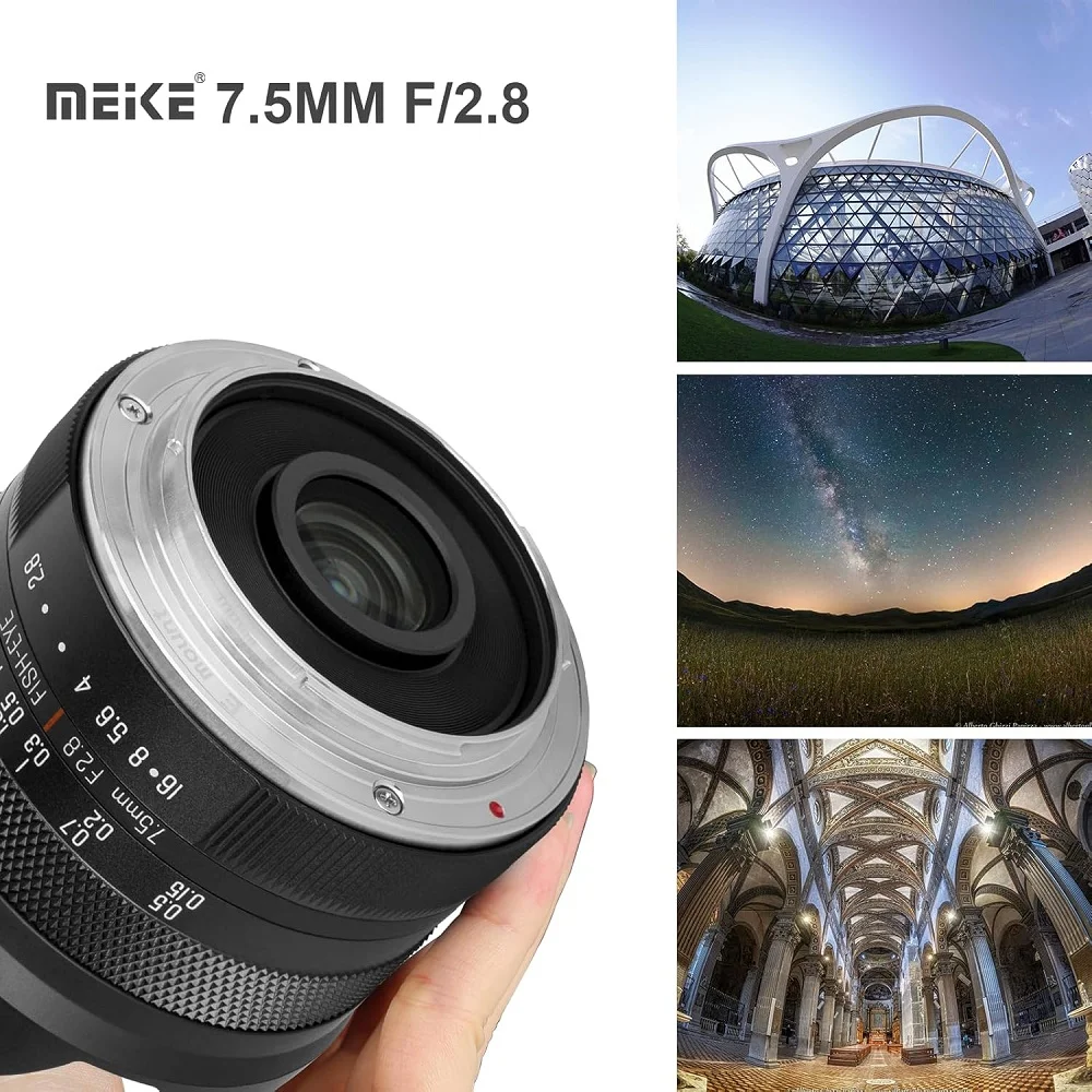 Фото Ультраширокоугольный объектив Meike 7,5 мм F2.8 APS-C с ручным управлением «рыбий глаз» для Fujifilm X Mount/Sony E Mount A6300 A7 A7SII A7SIII A9 A7C №5
