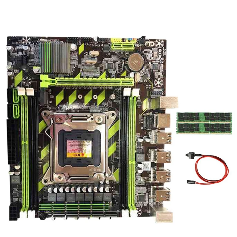 

X79 Motherboard M.2 Interface LGA2011 With 2X8GB RECC DDR3 RAM+Switch Cable Support E5-2650 E5-2680 V1 V2 CPU