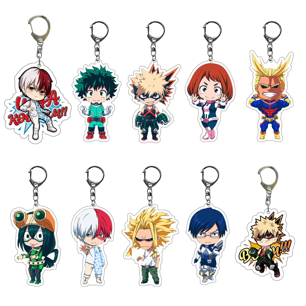 

Japan Anime My Hero Academia Keychain Acrylic Double Sided Transparent Bag key Chain Ring Accessories Women Men Jewelry Gift