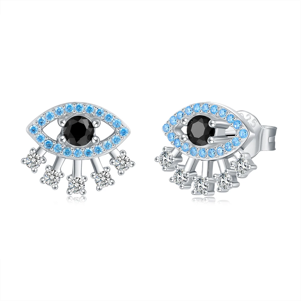 

925 Sterling Silver Evil Eye Stud Earrings Shiny Cubic Zirconia Jewelry Christmas Birthday Gifts for Women Teen Girls Friends