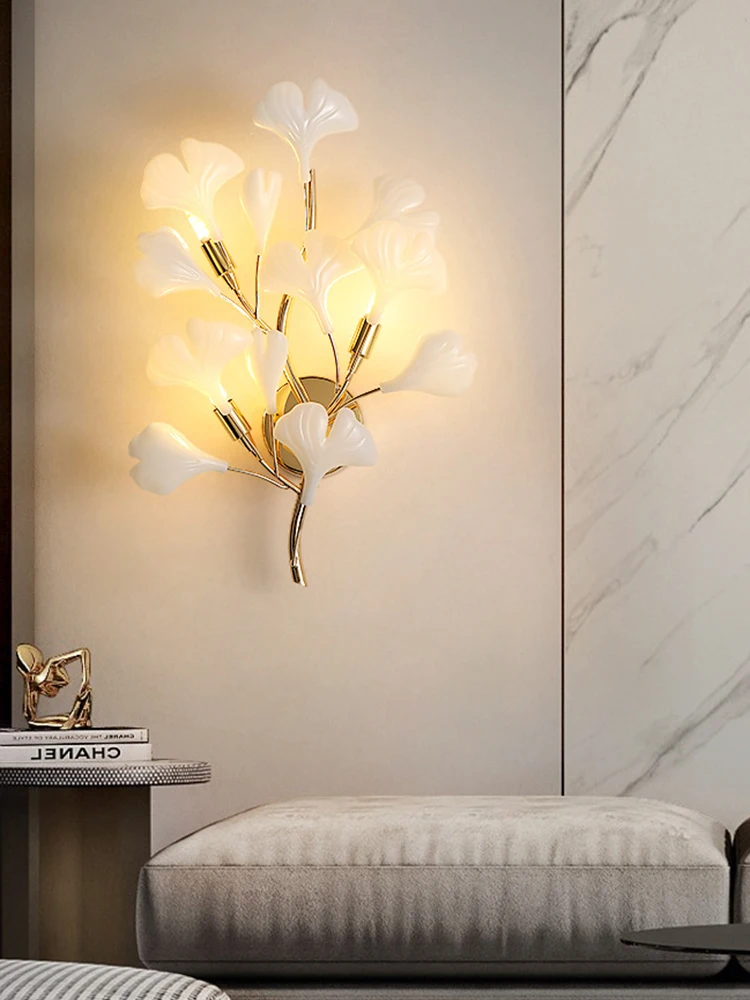 Настенный светильник для спальни креативное искусство лист гинкго фон гостиной