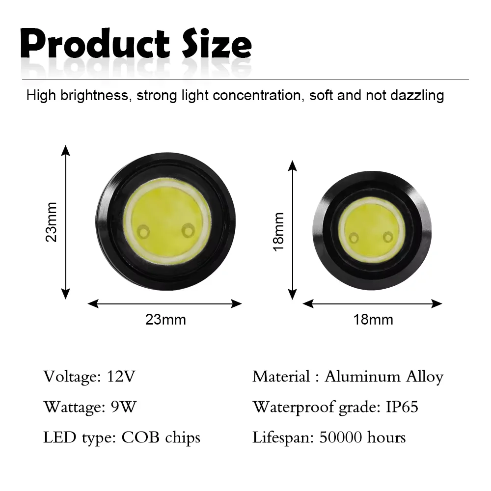 2 шт. дневные ходовые огни Орлиный глаз 18 мм