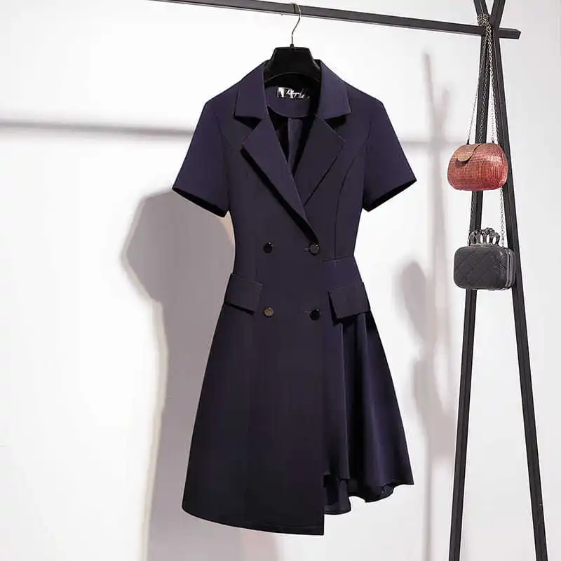 

Женский Повседневный свободный двубортный костюм, длинный костюм с воротником, женские куртки, костюмы с оборками, куртка, официальная одежда