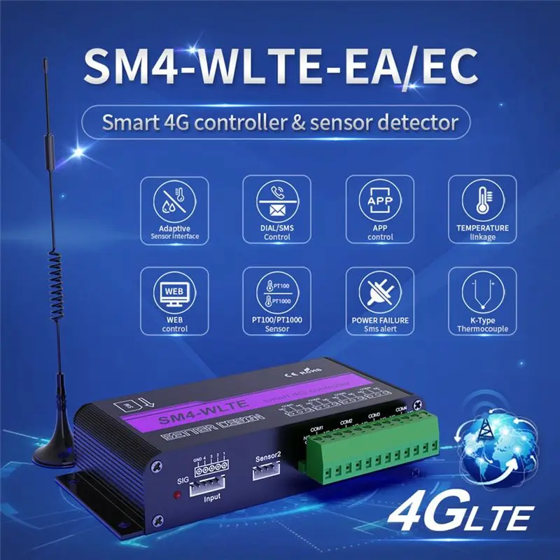 Фото Новый беспроводной GSM SMS контроллер Shown-SM4-WLTE 4G с дистанционным управлением вкл/выкл, 4 реле, управление через приложение, датчик температуры, вилка EU №2