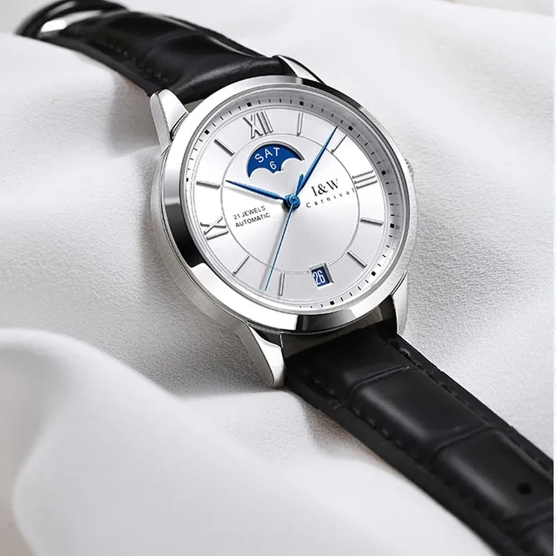 I&W CARNIVAL Luxury Mechanical Watch For Women Men Ladies Fashion Waterproof Sapphire Automatic Wristwatch 2022 Relogio Feminino