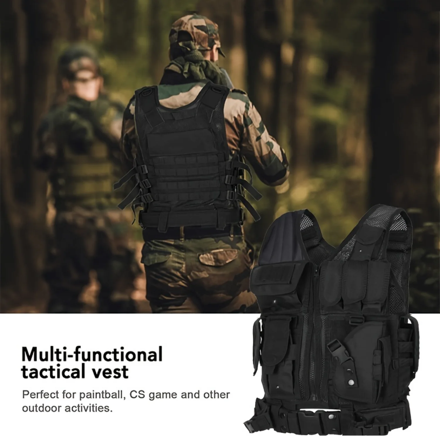 Мужской тренировочный жилет со съемным ремнем и кобурой — субкомпактный