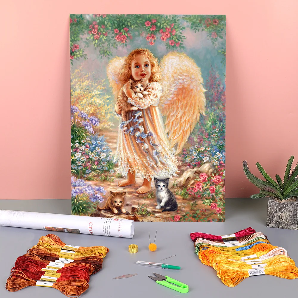 

Angel Portrait Pre-Printed 11CT Cross Stitch Patterns Embroidery DMC Threads Sewing Needlework Craft Hobby For Promotions