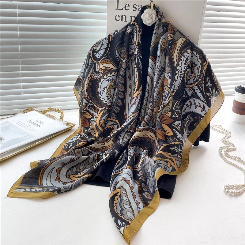 2022 дизайнерский Шелковый квадратный шарф Женская Косынка женский платок