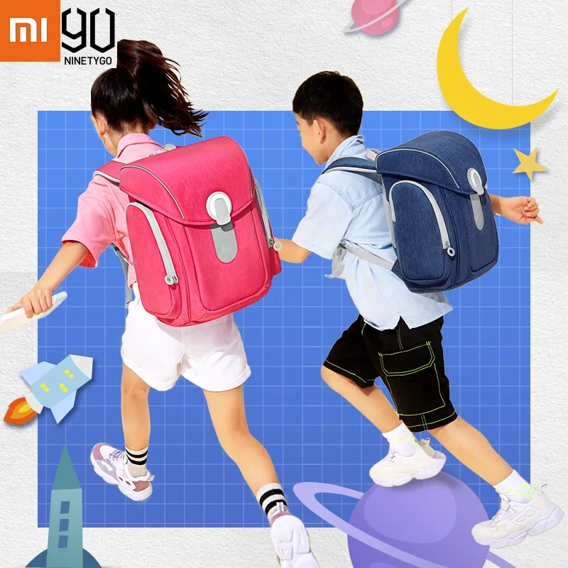 Xiaomi 90FUN New Upgrade Children Lighten Backpack 6-12 years old Boys Girls Big Capacity Luminous Strips Waterproof School Bag