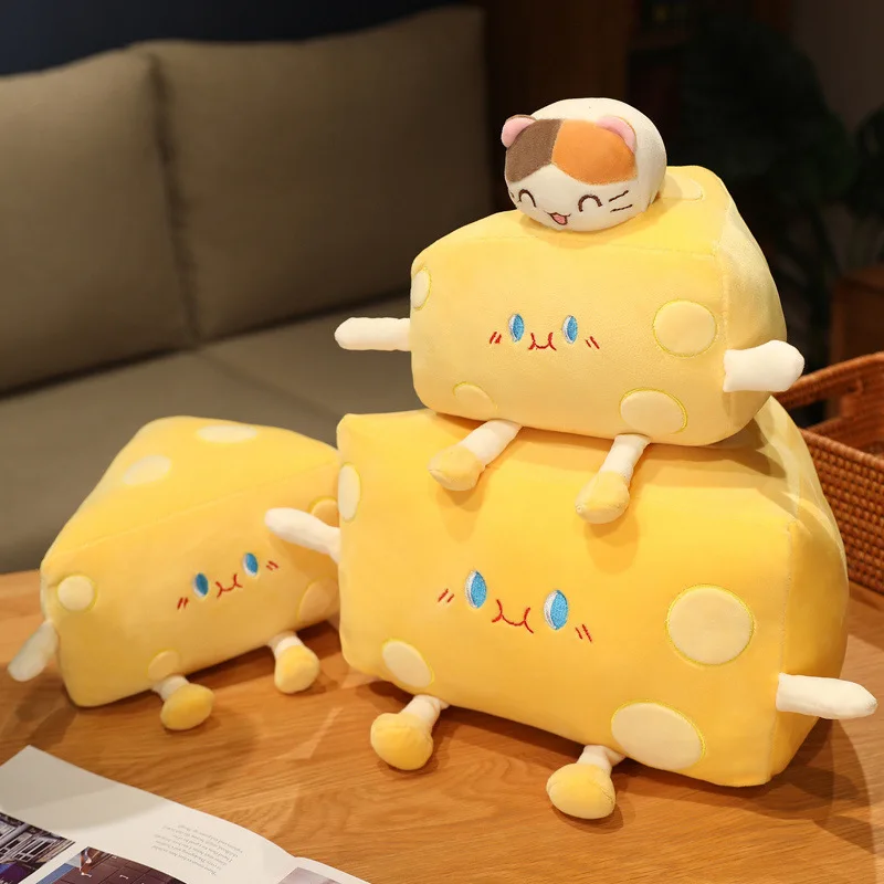 

Kawaii Plush Triangle Cheese Toy Stuffed Food Toast Pillow Cute Rabbit Cat Cartoon Plushie Doll Baby Children Birthday Xmas Gift