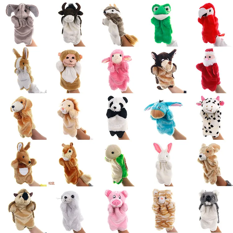 

25cm Animal Hand Puppet Plush Toys Wolf Hedgehog Crocodile Cow Hand Puppets Pretend Educational Story Doll Toy for Children Kid