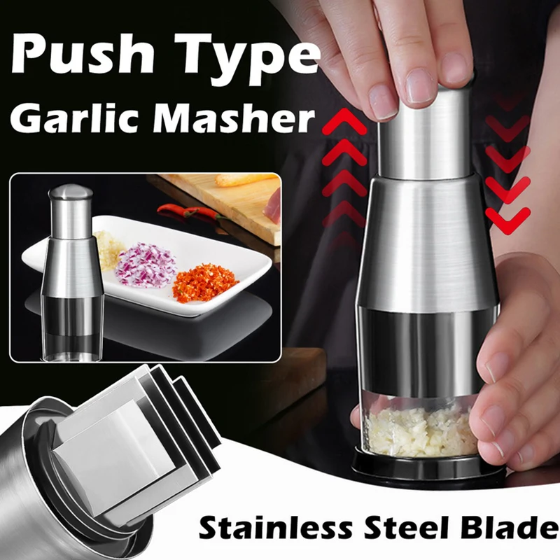 

Stainless Steel Pat Knife Crusher Garlic Press Machine Garlic Crusher Chopper Garlic Squeezer for Hotel Kitchen Restaurant