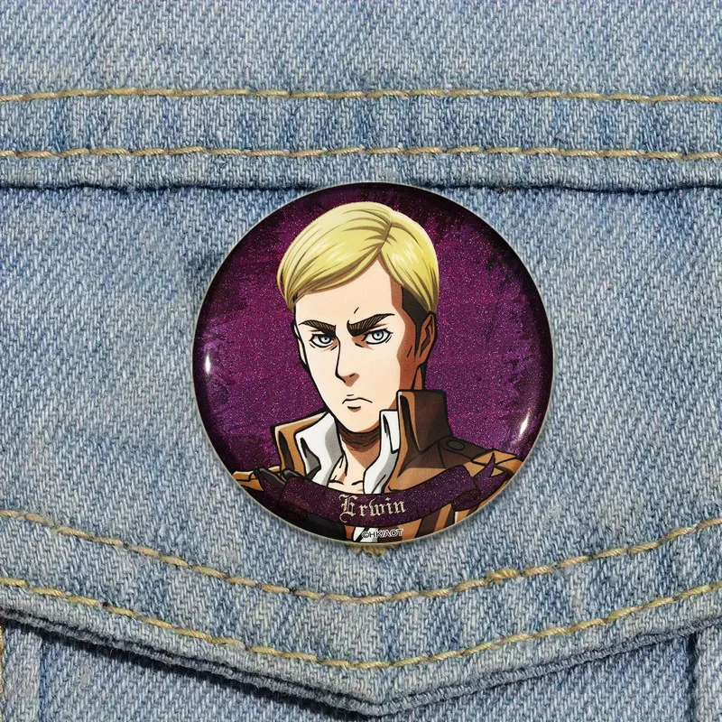 Фото Eren Jaeger Reiner Braun Mikasa·Ackerman Armin Arlert Anime Badge Cartoon Figure Round Display Brooches Bag Accessorie Lapel Pin №3