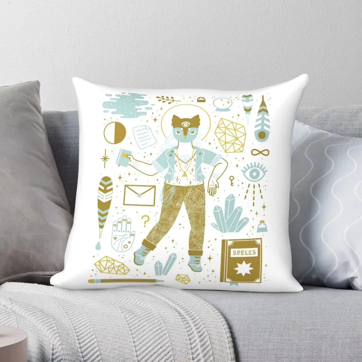 

The Scholar Pillowcase Polyester Linen Velvet Pattern Zip Decor Pillow Case Sofa Seater Cushion Cover