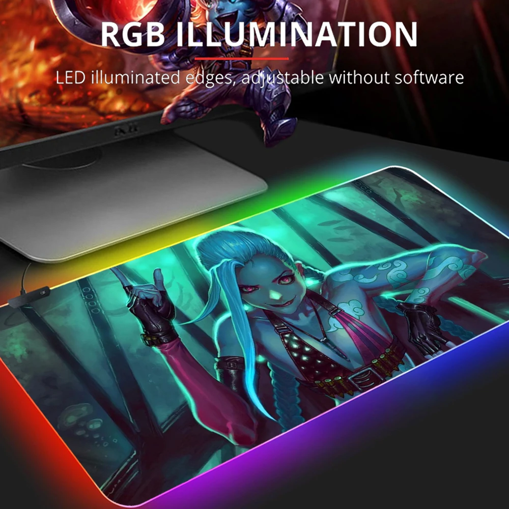 

RGB Arcane большой коврик для мыши большой Jinx компьютерный игровой коврик для мыши 900x400 резиновый с фиксирующим краем игровой коврик для мыши ПК ...