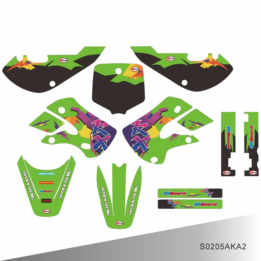 Полная графика наклейки мотоциклетный фон индивидуальный номер имя для KAWASAKI KX65 KX