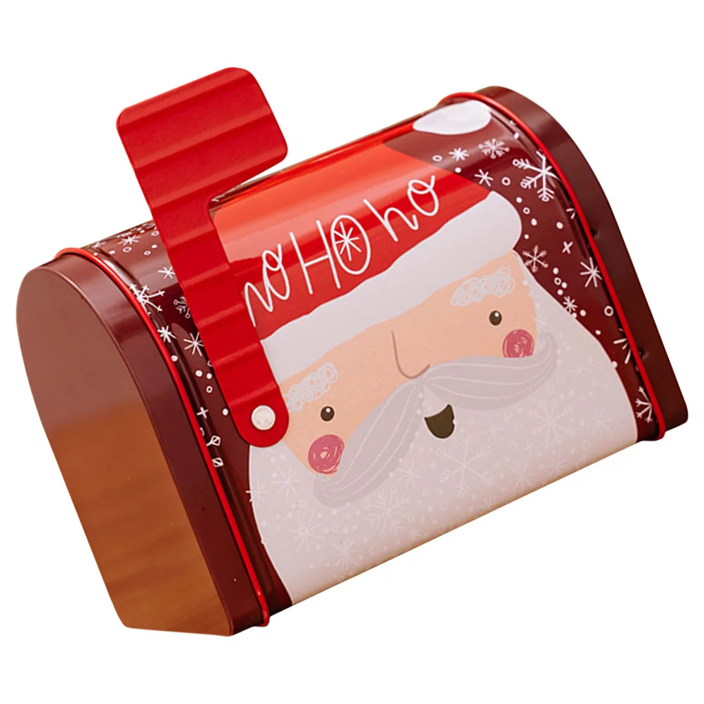 

Christmas Cookie Tin Tinplate Mailbox Shaped Biscuits Jar Empty Santa Printed Candy Storage Boxes Container Xmas Party Sugar