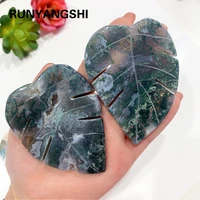 1pc natural crystal leaves sculpture moss agate family decoration energy health gift diy pendant gemstone