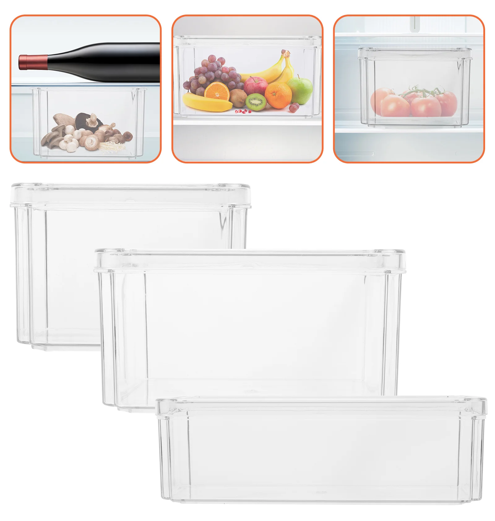 

Vegetable Bins Fresh Fridge Storage Box Containers Keeper Organizer Refrigerator Fruit Crisper Stackable Freezers Cereals Drinks