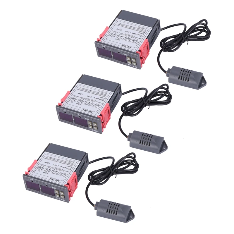 

3X Stc-3028 Digital Temperature Humidity Meter 110-220V 10A Thermostat Dual Display Thermometer Hygrometer 0-100%Rh
