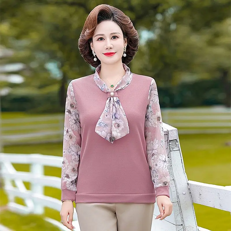 Женская футболка среднего возраста в западном стиле для мамы топ с длинными