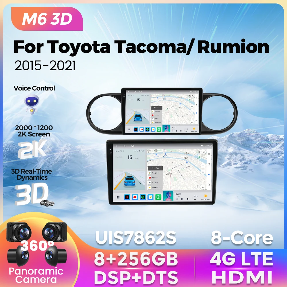 

M6 Pro 3D UIS7862S DSP 8 ГБ + 256 ГБ Автомагнитола 2Din для Тойота Такома Румион 2015-2021 Android 12 GPS-навигация мультимедийный видеоплеер
