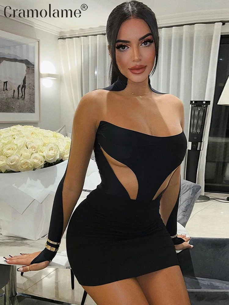 

Сетчатые прозрачные облегающие мини-платья с длинным рукавом, Женская Клубная вечерние, облегающее плотное платье, весенняя одежда 2023, опто...