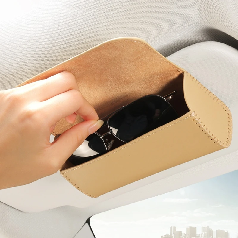 

Автомобильный кроссовера солнцезащитный козырек зажим солнцезащитный козырек кожаный Органайзер универсальный чехол для очков со скрыто...