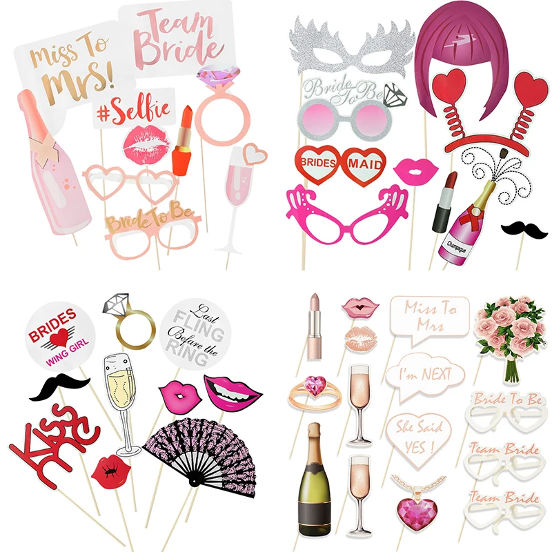 

Funny Wedding Photo Booth Props Bridal Shower Party Supplies DIY Mustache Lip Glasses Bride To Be Bride Team Photobooth Props
