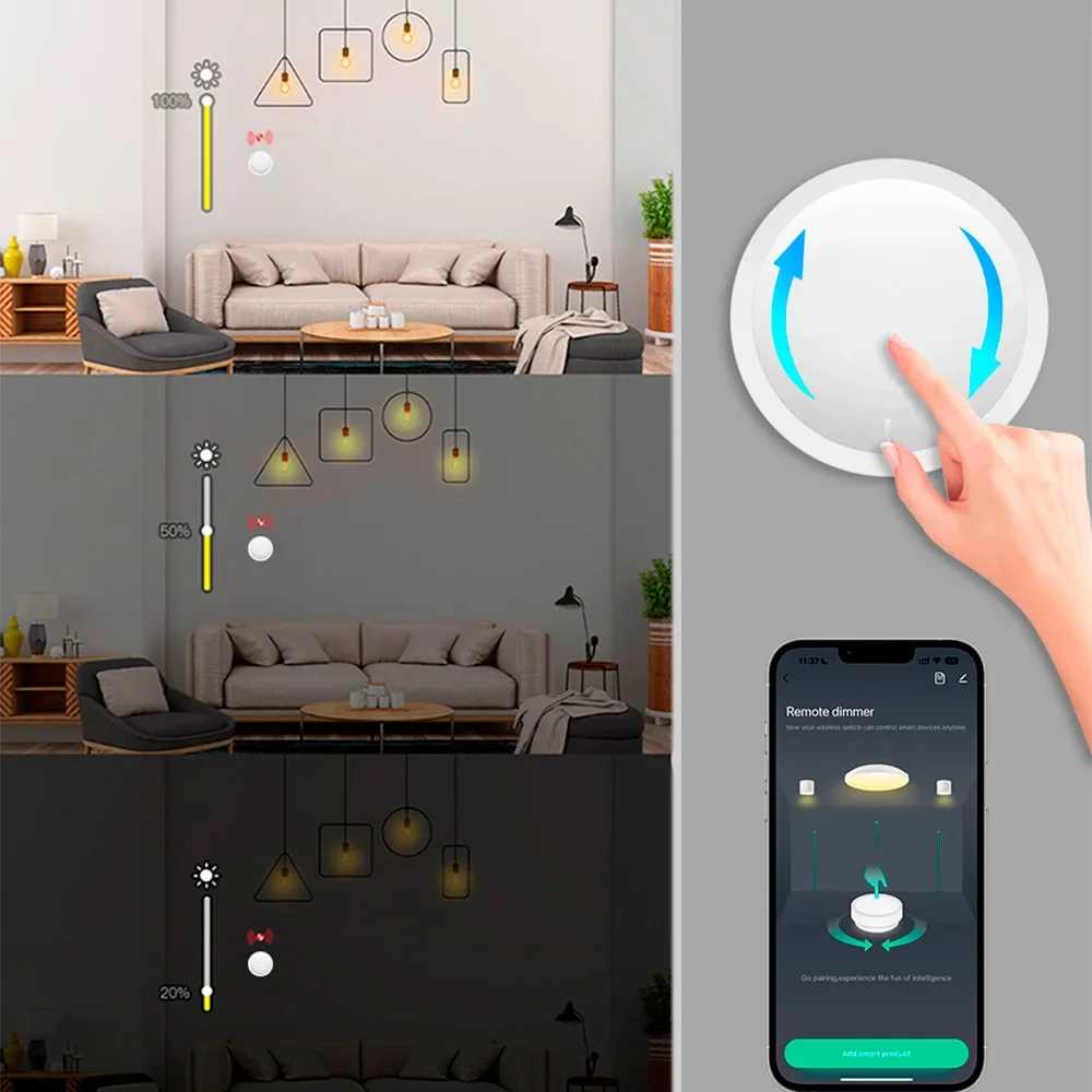 Умная ручка Tuya ZigBee DIY беспроводная кнопка сцены вращающийся диммер бытовая