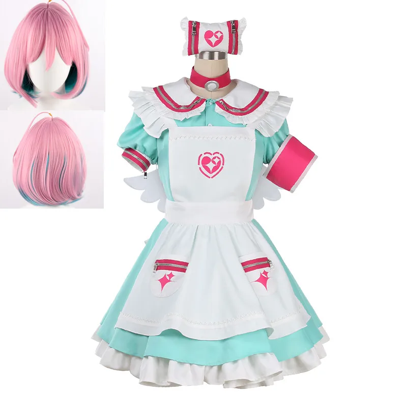 

Yumemi Riamu Cosplay Costume The Idolmaster Cinderella Girls Nurse Maid Dress And Wig Carnival Stage Women Men Costume