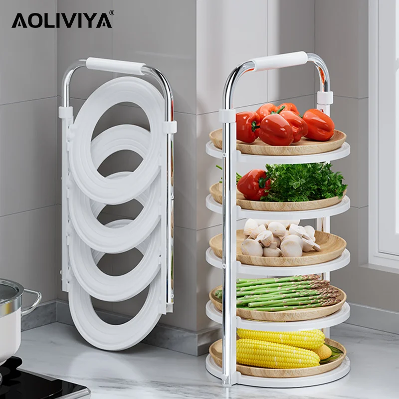 

Кухонная стойка AOLIVIYA для подготовки, складная Многоуровневая Бытовая тарелка для тарелок, подставка для боковых блюд, органайзер для еды ...