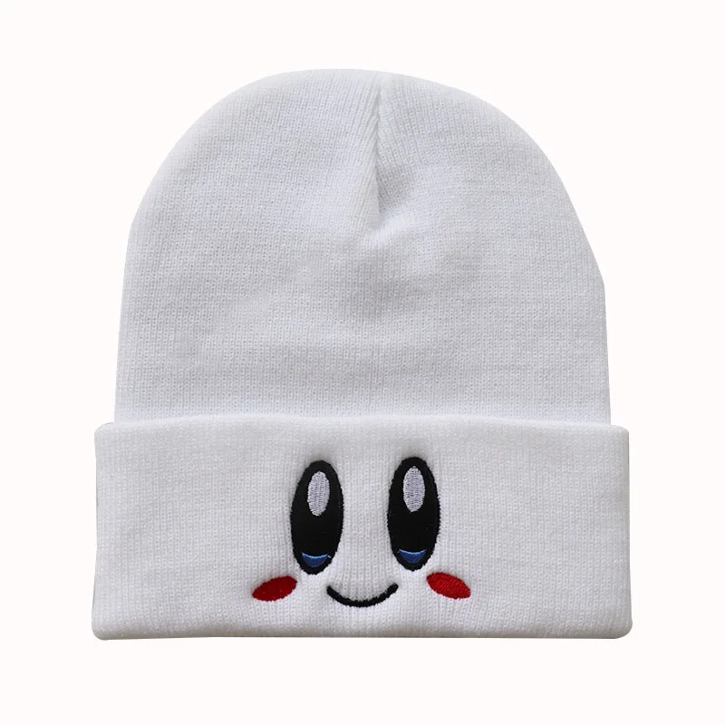 Casual Beanies Skullies KIRBYS Lovely Face Embroidery Knitted Hat Bonnet Cap Girls Boys Skiing Warm Unisex Beanie Accessories