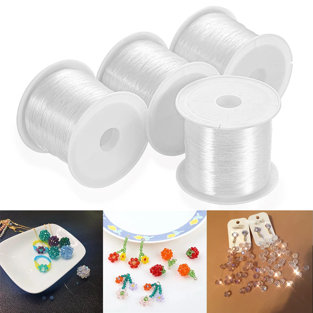 1Roll 0.2-1mm Transparent Crystal Cord Thread Beading Non-stretch Handmade Wire for DIY Earrings Jewelry Making Accessories