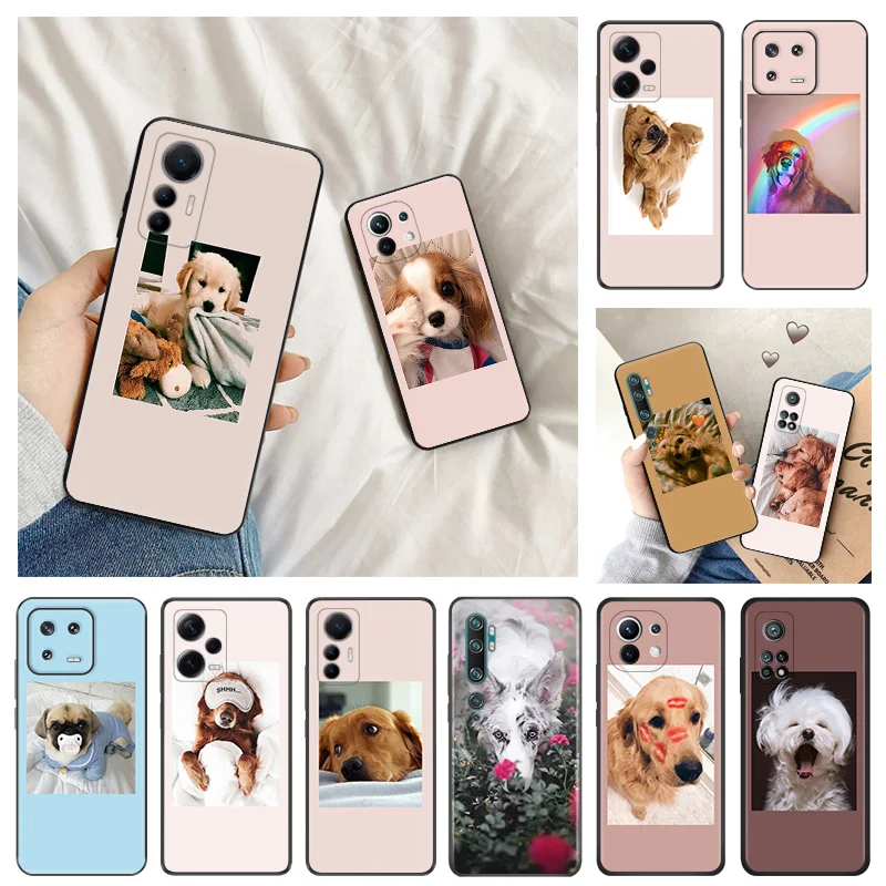 

Cute Pink Dog Soft Phone Cases For Redmi A1 10A 10C 11 Prime RedmiNote 12 Pro 11SE 11S 11E 11T 10 Lite 10S 5G Black Matte Cover