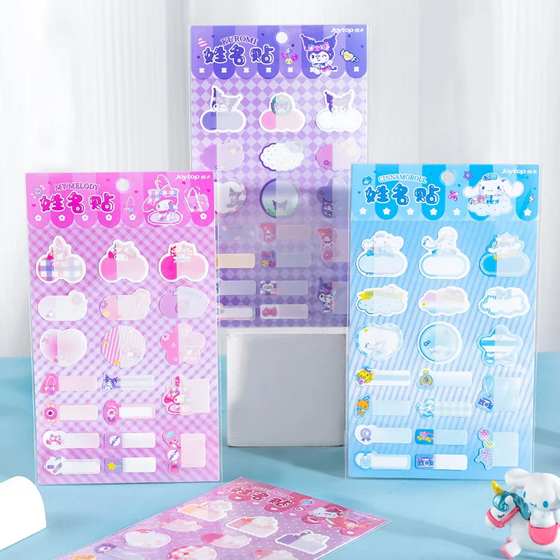 

4PCS Cartoon Sanrio Stickers Designs Blank Word Stickers For Schools Kids Stickers For Scrapbooking Writable Name Stickers