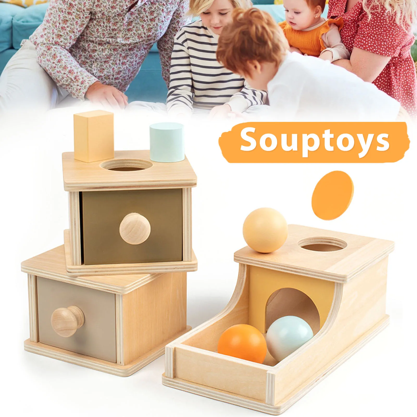 

Wooden Coin Box Drawer Game Preschool Toy Early Cognitive Educational Toy Coin Box Teaching Aids Pull-out Box Design B99