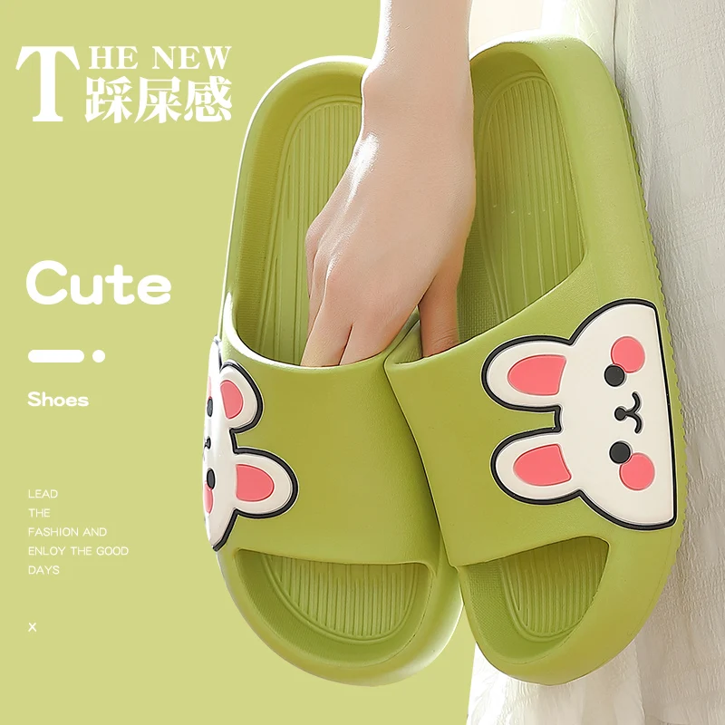 

Сандалии пляжные унисекс для мужчин и женщин, шлепанцы с мультяшным медведем, толстая подошва, летняя обувь для ванной комнаты