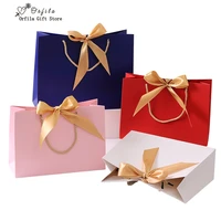 gift bag gold present box for clothes books packaging gold handle paper box bags kraft paper gift bag with handles dec