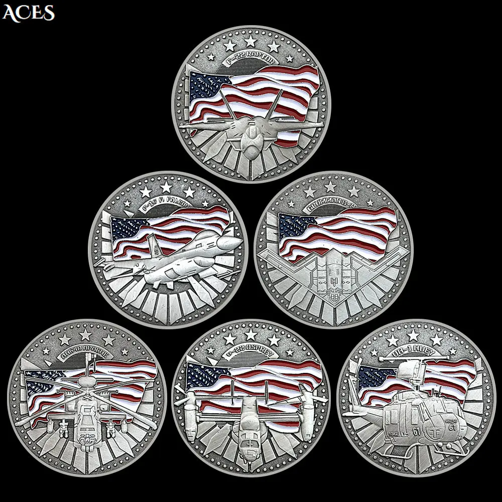 

US challenge coin Fighter Plane Coin Famous Fighters Commemorative Coins Vintage Style Coin Art Worth Collection Home Decor