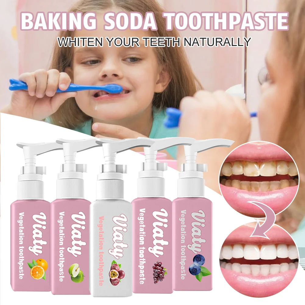 

Fruit Flavor Baking Soda Whitening Toothpaste Stains Plaque Remover Fresh Breath Oral Cleaning Toothpaste Teeth Oral Care Tool