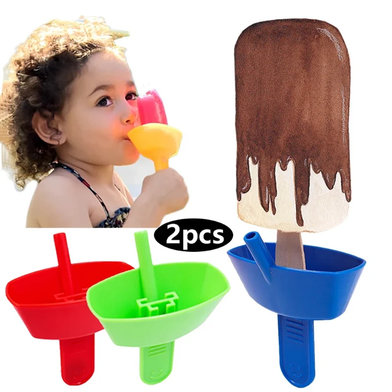 

1/2pcs Anti-drip Popsicle Holder Drip Free Ice Pop Holder for kids No Drop Mess Free Iced Treats Rack Popsicle Holder with Straw