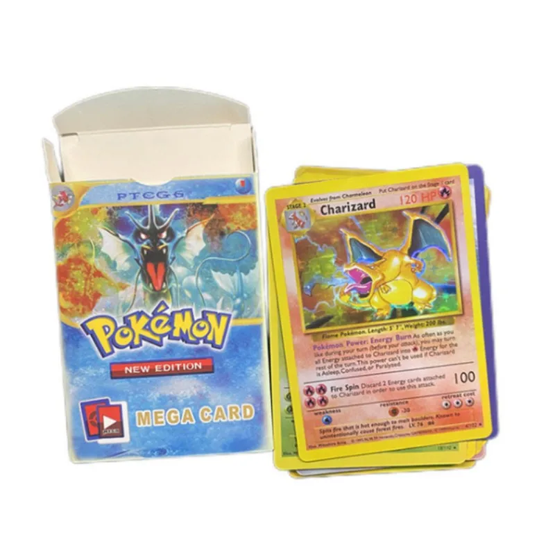 

Cartoon Album Pokémon Booster Box English French Fire-breathing Dragon Card Game Flash Card Clip Children's Toys Christmas Gift