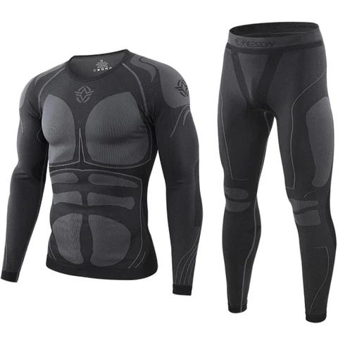 Winter Thermal Tactical Underwear Sets Mens Military Compression Sport Breathable Long Johns Male Fitness Jogging Sportswear