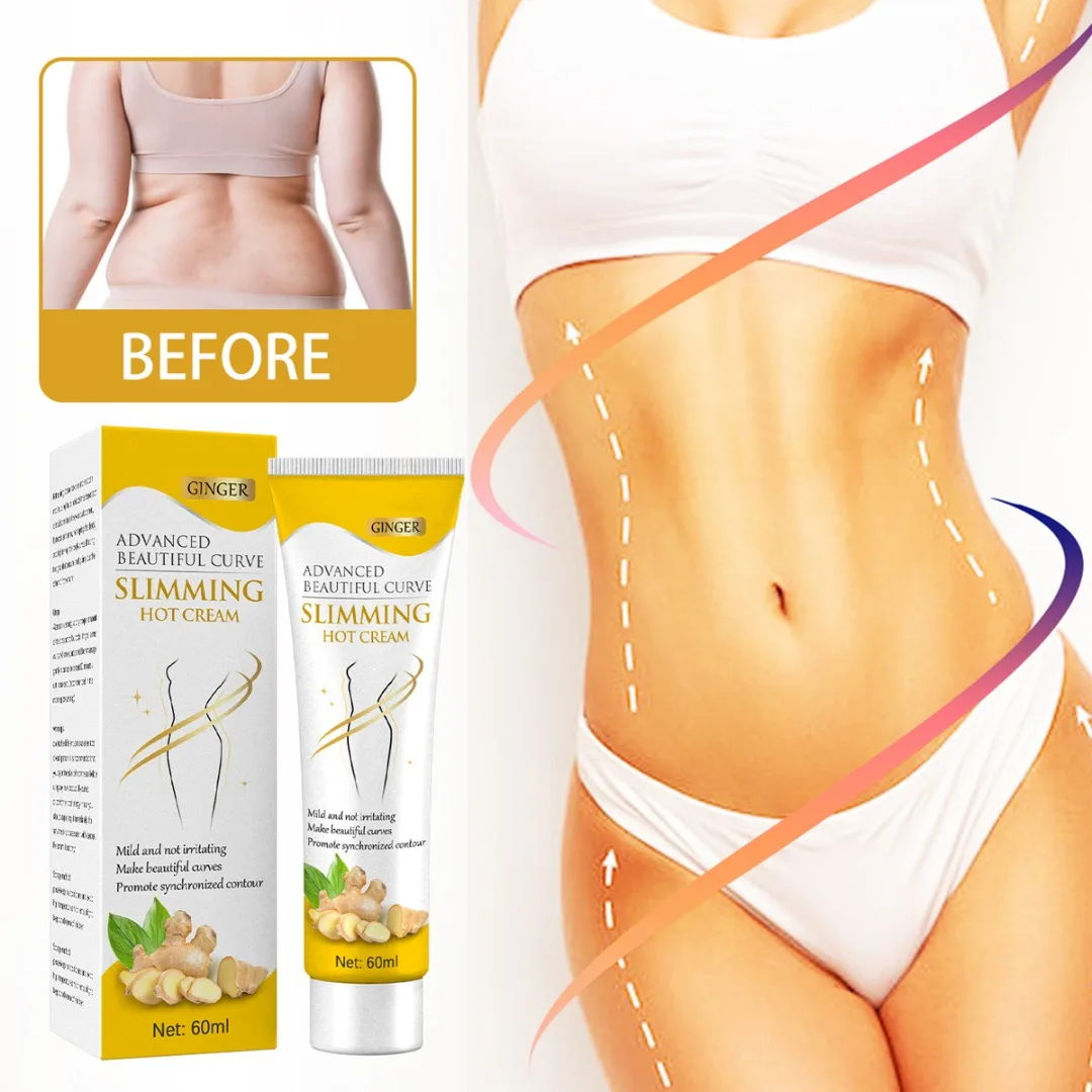 

1 Set 60ml Ginger Anti-cellulite Full Body Slimming Fat Burn Firming Cream Weight Loss Product for Men Women 13.3*5.5*3cm