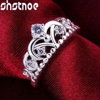 925 sterling silver aaa zircon crown ring for women engagement wedding charm fashion party jewelry gift